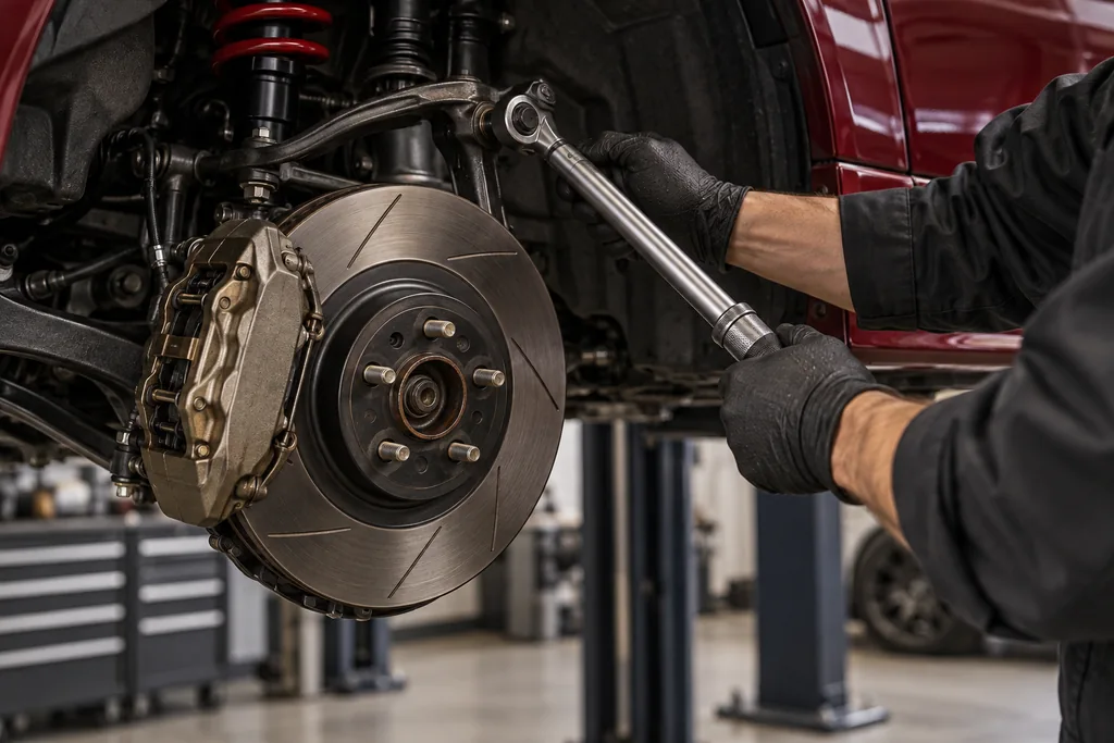 Illustration of hands-on brake and suspension work